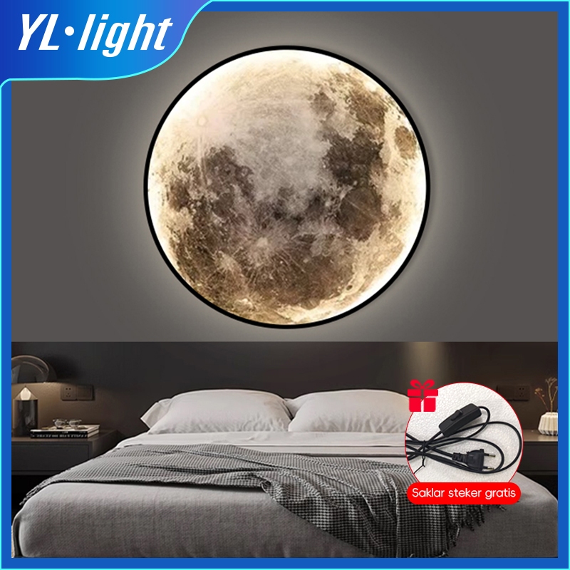 Lampu dinding bulan, lampu langit ruang tamu, lampu dinding kreatif, lampu dinding modern dan sederh