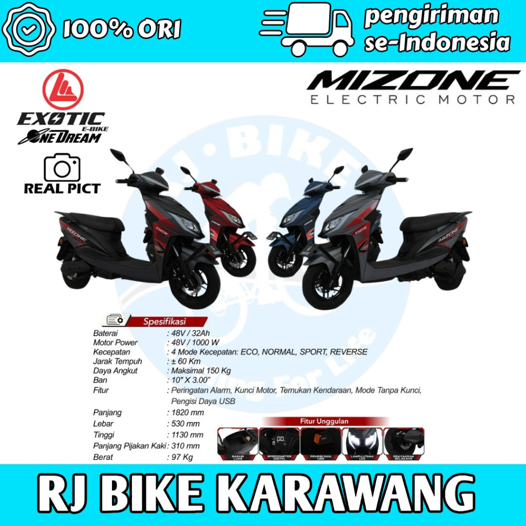 SEPEDA MOTOR LISTRIK EXOTIC MIZONE 10 X 3.0
