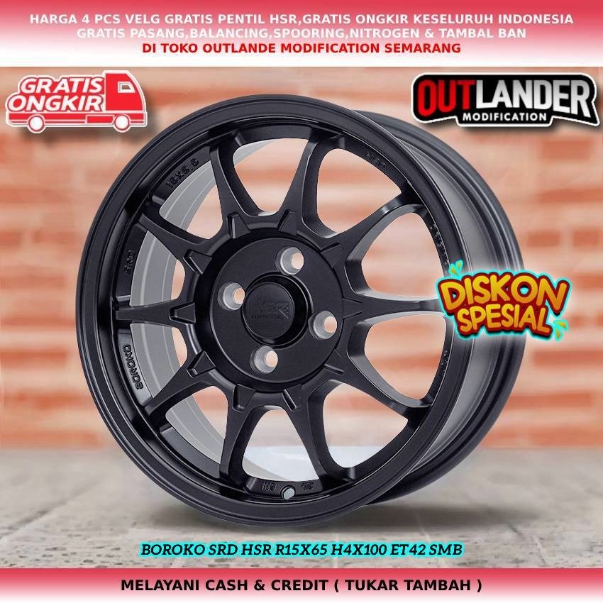 Velg Mobil Ring 15 Brio Agya Calya Sigra Mobilio HSR Boroko SRD R15 Black Velg Mobil Brio Ring 15