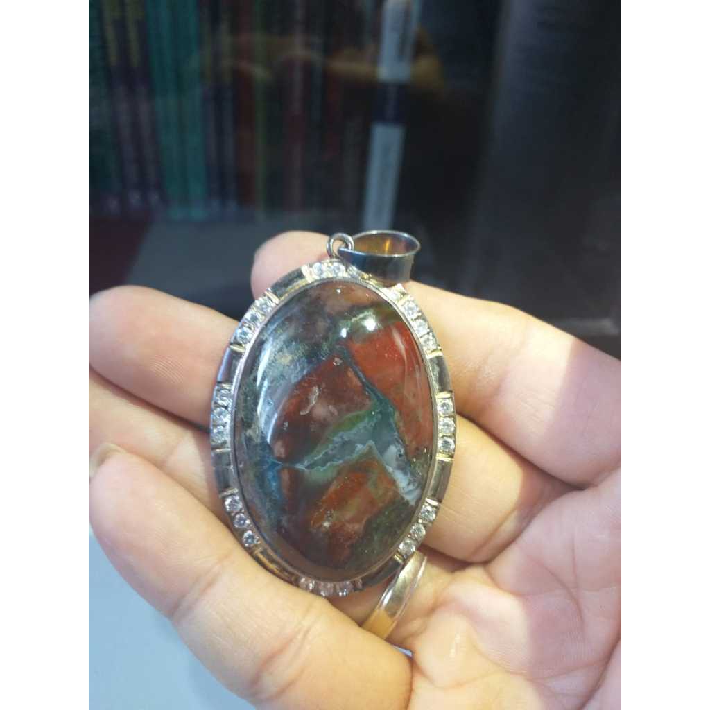 Liontin Batu Pancawarna Garut 4 Ring Perak - Natural / Asli