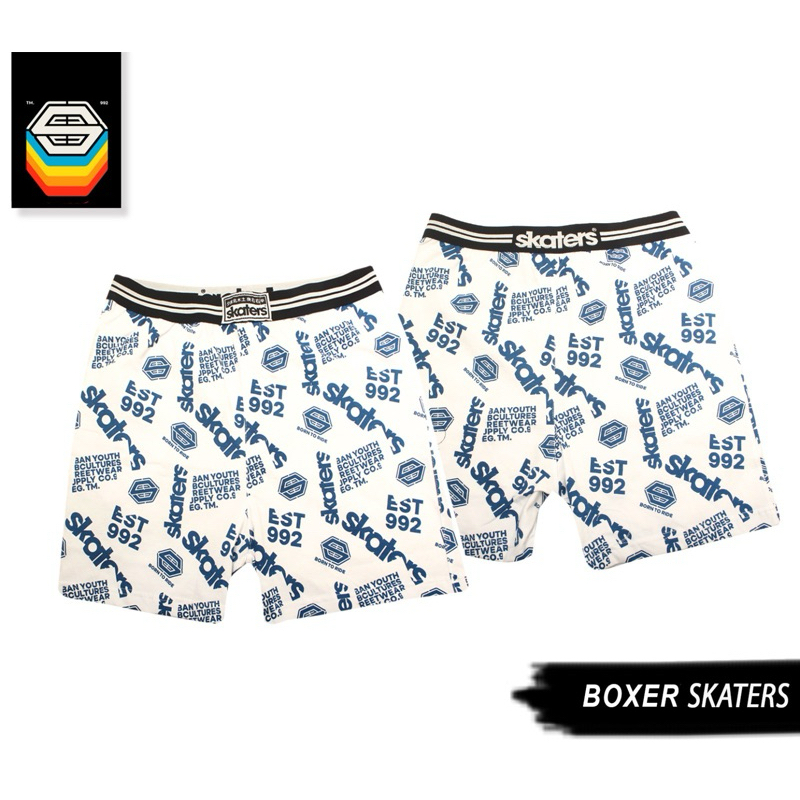 Skaters boxer printing katun putih YC047
