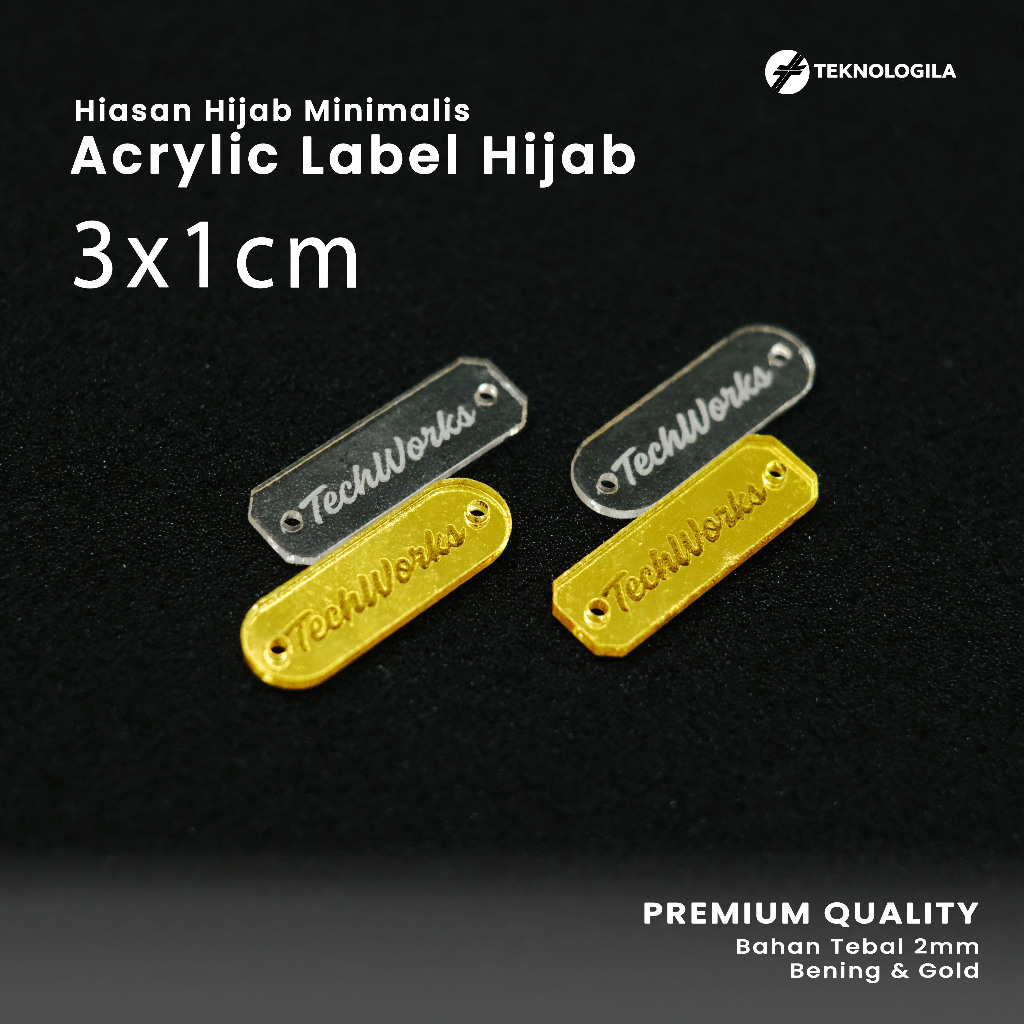 [Premium] Label Hijab Akrilik 3x1 cm