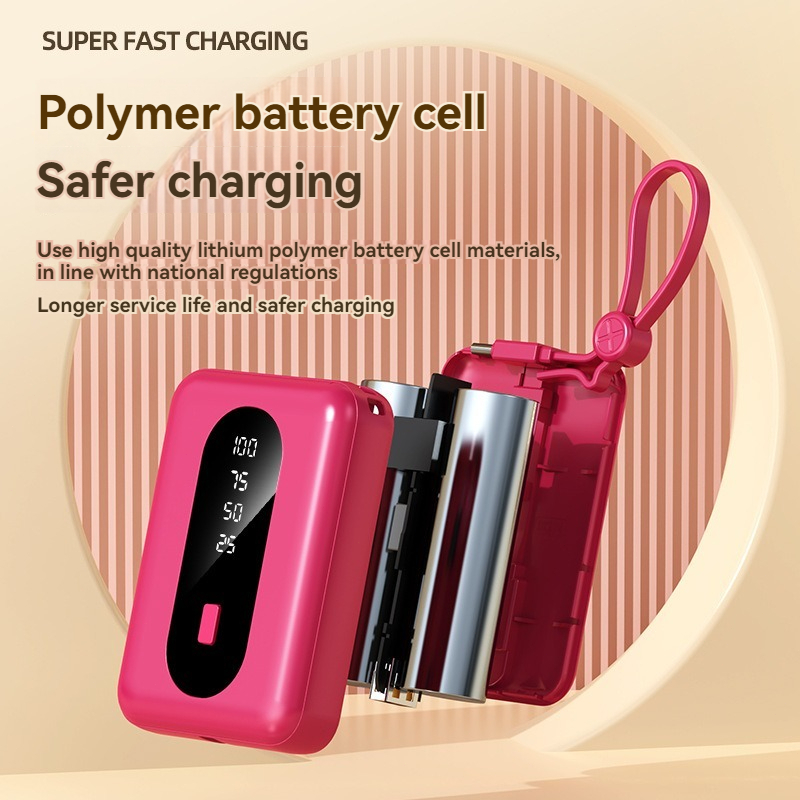 Powerbank 10000mAh Cute Mini Super Fast Charging Power Bank with 2 cables gift charging treasure,Por