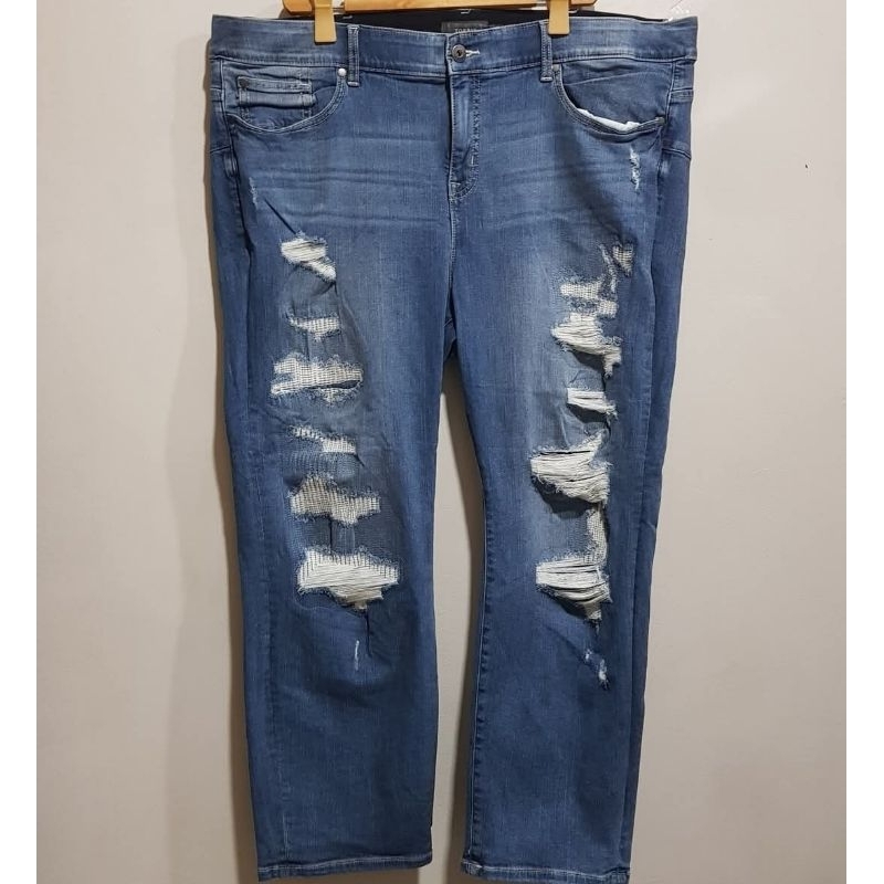 celana jeans straight ripped wanita / jeans sobek jumbo