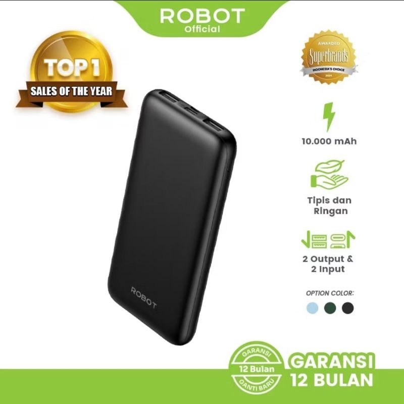 ROBOT PowerBank RT12 10000 mAh Dual Input Output Slim Original 5000 - 10000mAh