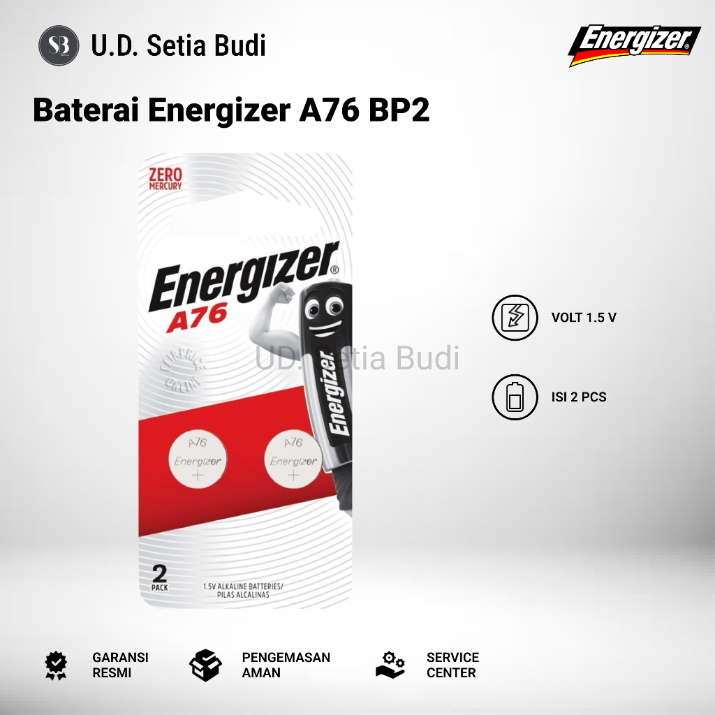 Baterai Energizer A76 Battery Energizer A76 LR-44 BP2 Isi 2