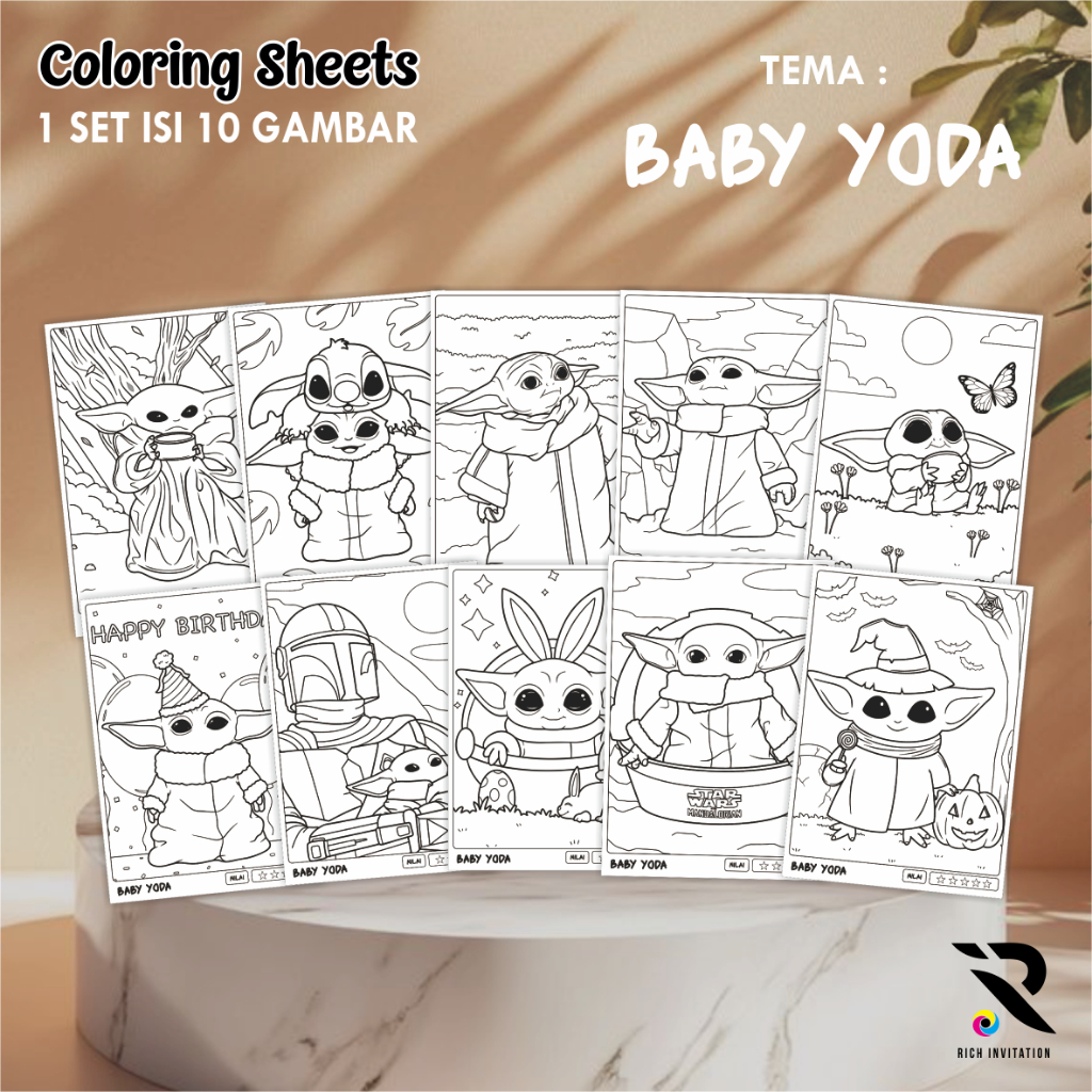 

[TEMA BABY YODA] KERTAS GAMBAR UNTUK ANAK - LEMBAR MEWARNAI ANAK 1 SET ISI 10 LEMBAR GAMBAR