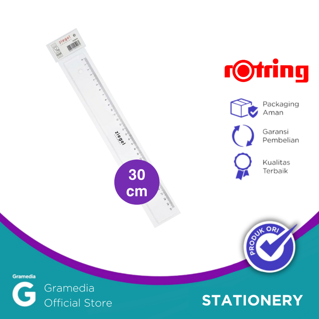 

ROTRING ZIEGEL FLAT RULER 30 CM TRANS 819030