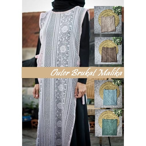 vest burkat malika premium rompi wanita kekinian outfit gamis Long vest brukat malika outher brukat 