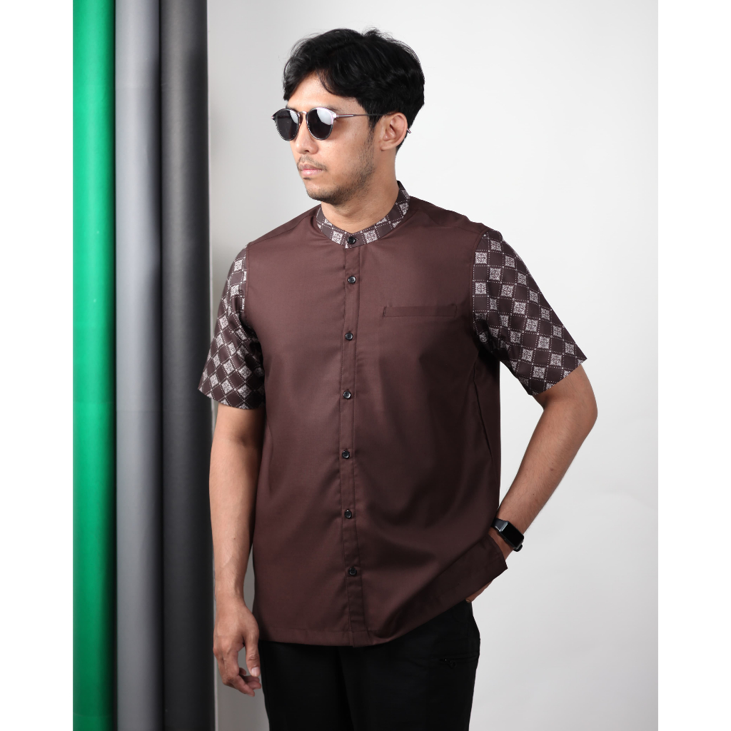 SAVIQ Kemko Pria Sublim B006 Mahogany Lengan Pendek Premium Original