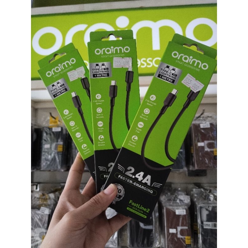 KABEL DATA CHARGER ORAIMO TYPE C TO LIGHTNING (IPHONE) OCD- CL54 FASTER CHARGING 2.4 A
