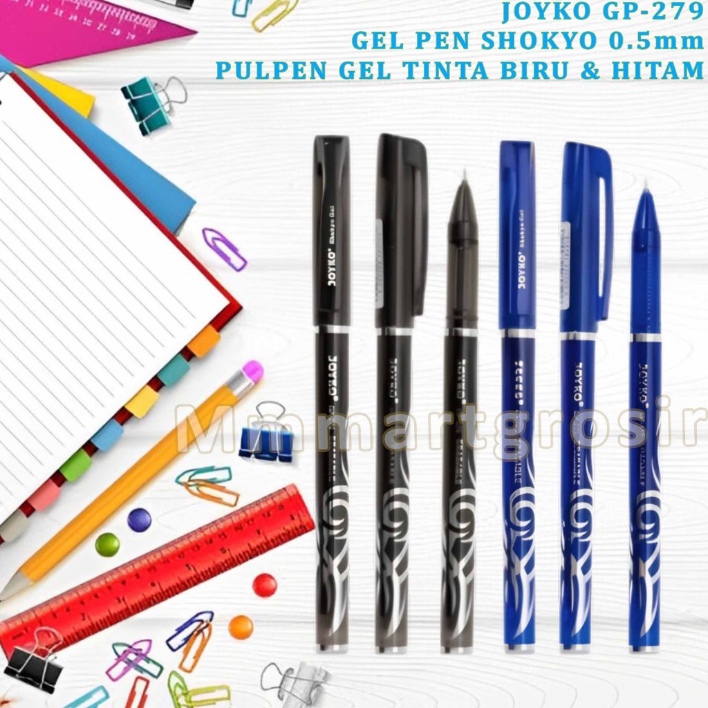 

Joyko Pen / Pulpen Gel Tinta Biru & Hitam / Gel Pen Shokyo 0.5mm / GP-279