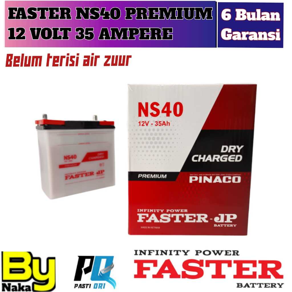 Aki Mobil Avanza/Rush/Espass/Terios/Xenia/Katana/Carry FASTER JP NS40 Premium 35 Ampere ORIGINAL