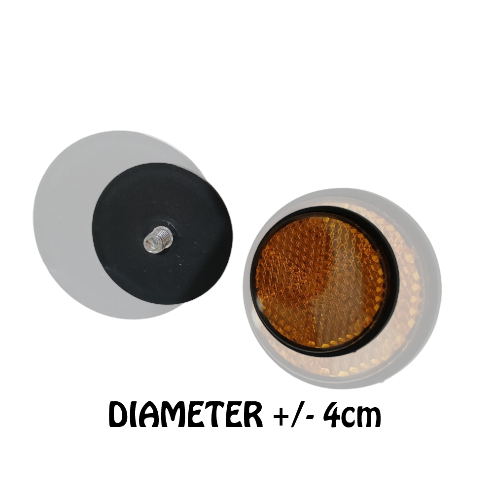 Mata Kucing Bulat Orange Lampu Reflektor Reflector Sepeda Motor Mobil 4mm SATUAN