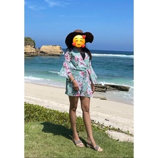 PRELOVED JUMPSUIT FLOWER / PLAYSUIT BUNGA TOSCA / BEACHWEAR WANITA BAJU PANTAI  Bunga Lengan Panjang