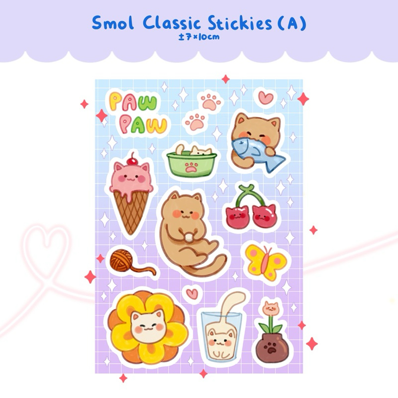 

Sticker Sheet Classic Paw Paw Mini Glitter Cute Cat Kucing Lucu Original