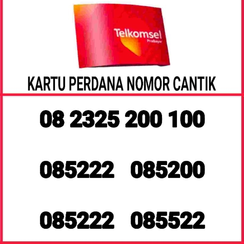 Kartu Perdana Nomor Cantik Telkomsel 200 100 Varian 4 Angka 0852