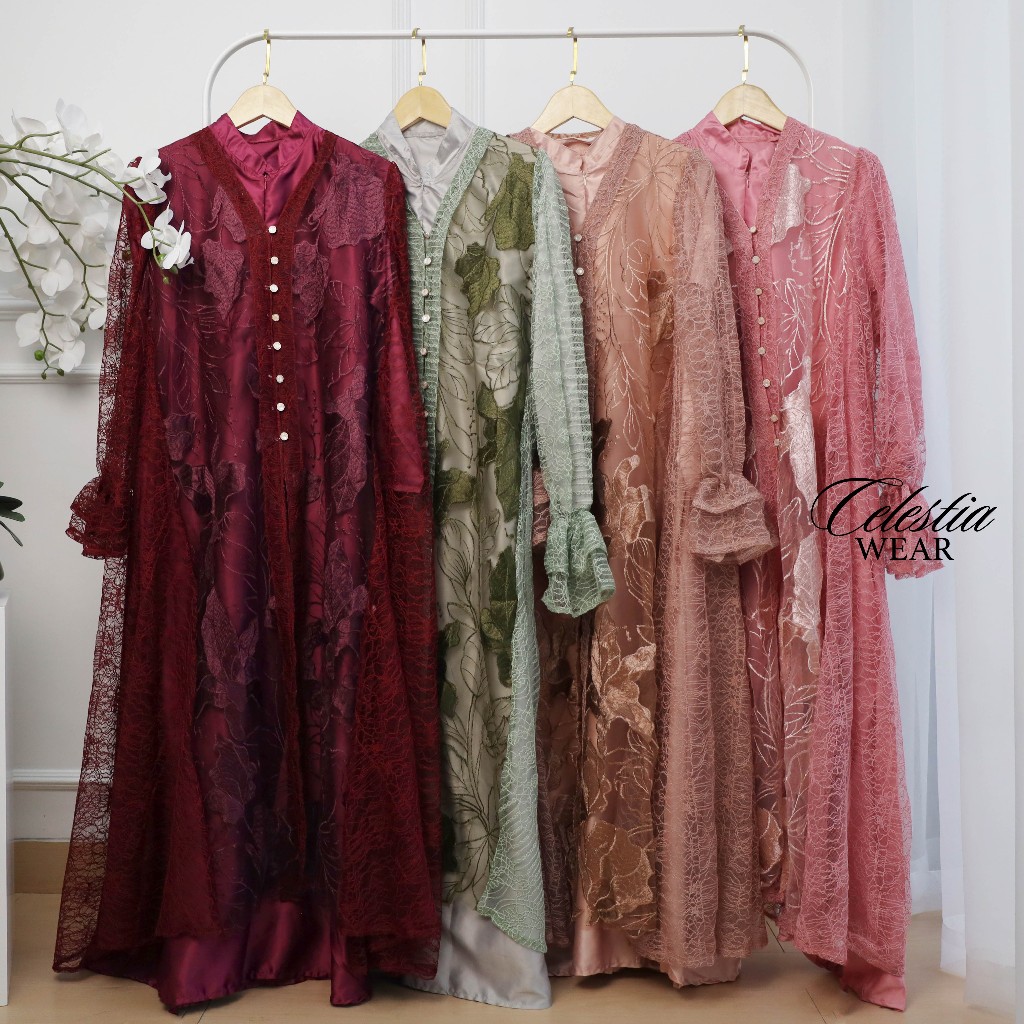 Gamis Katun Ruby Silk dengan Belt Omera 4 warna - Celestia Wear