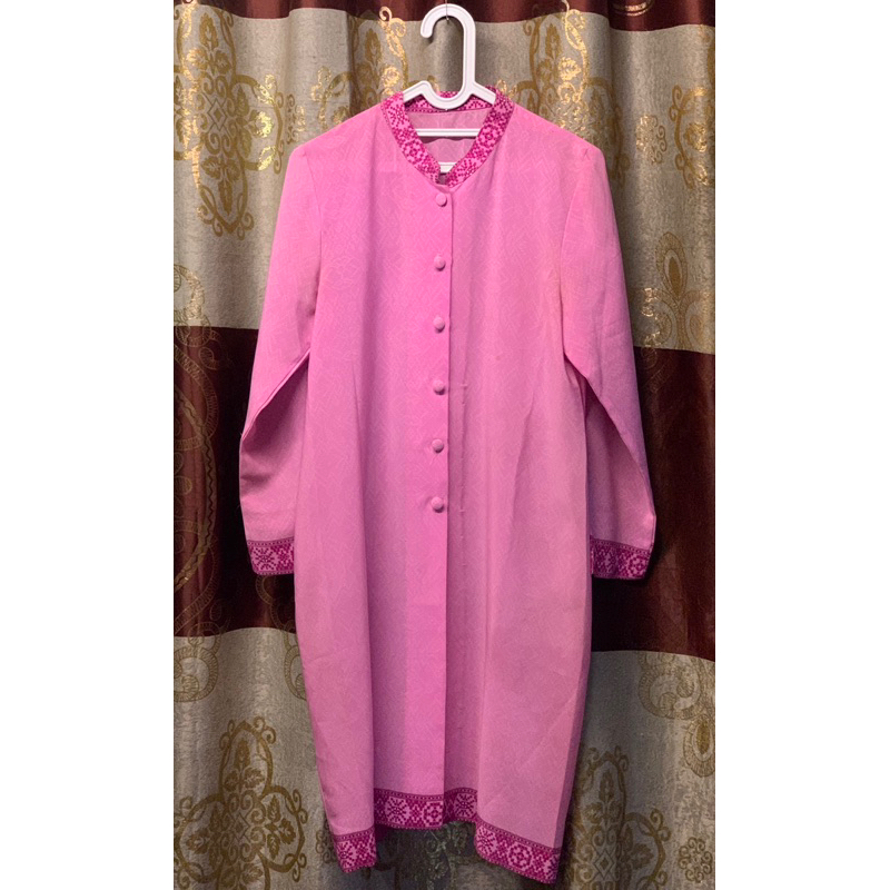 preloved kemeja tunik melayu mix motif etnik warna softpink & fuschia