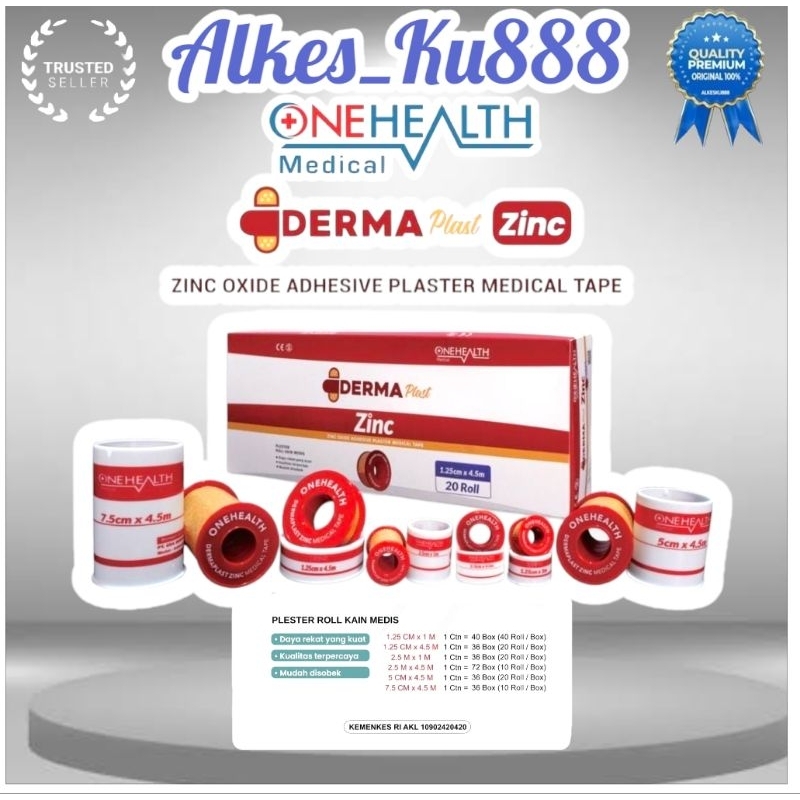 DERMAPLAST ZINC TAPE PLESTER COKLAT ALL SIZE ONEHEALTH ROLL/PLESTER KAIN COKLAT ALL SIZE