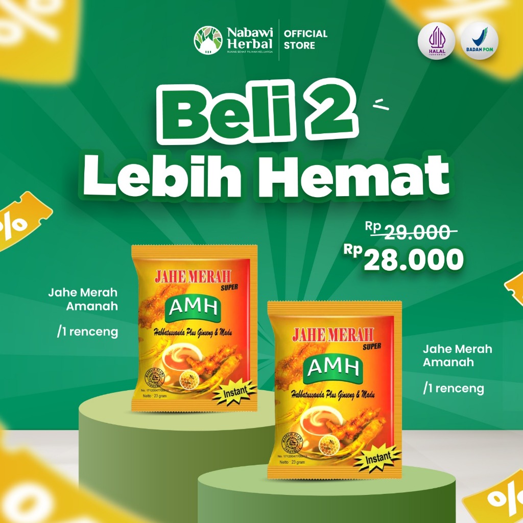 

PAKET HEMAT - Jahe Merah Amanah Bubuk Isi 10 Sachet - Dapat 2 Renceng
