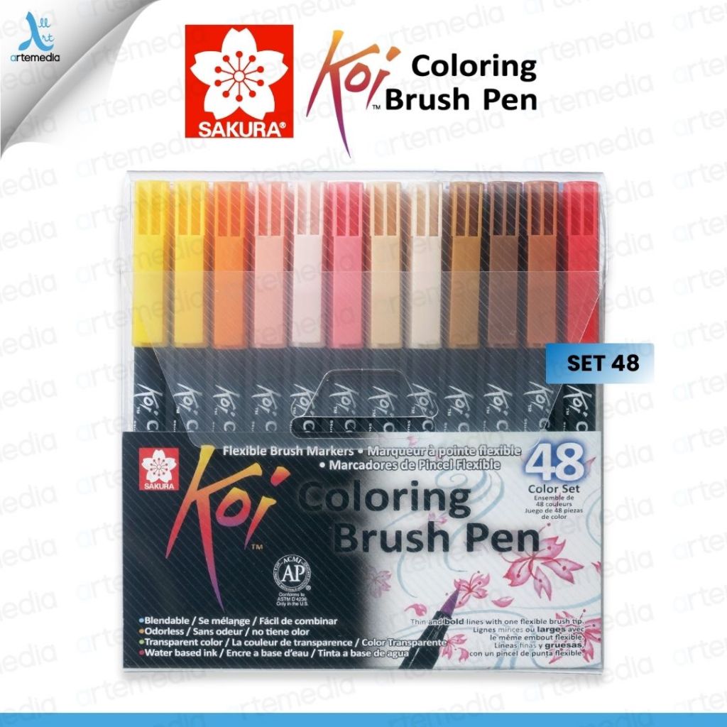 

Sakura Koi Coloring Brush Pen Set 48 Pena Kuas Warna Brush Pen