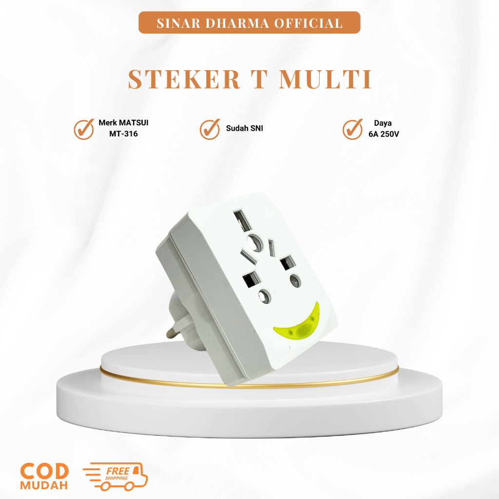 Steker T-Multi Kaki 3 Colokan Listrik MATSUI MT-316