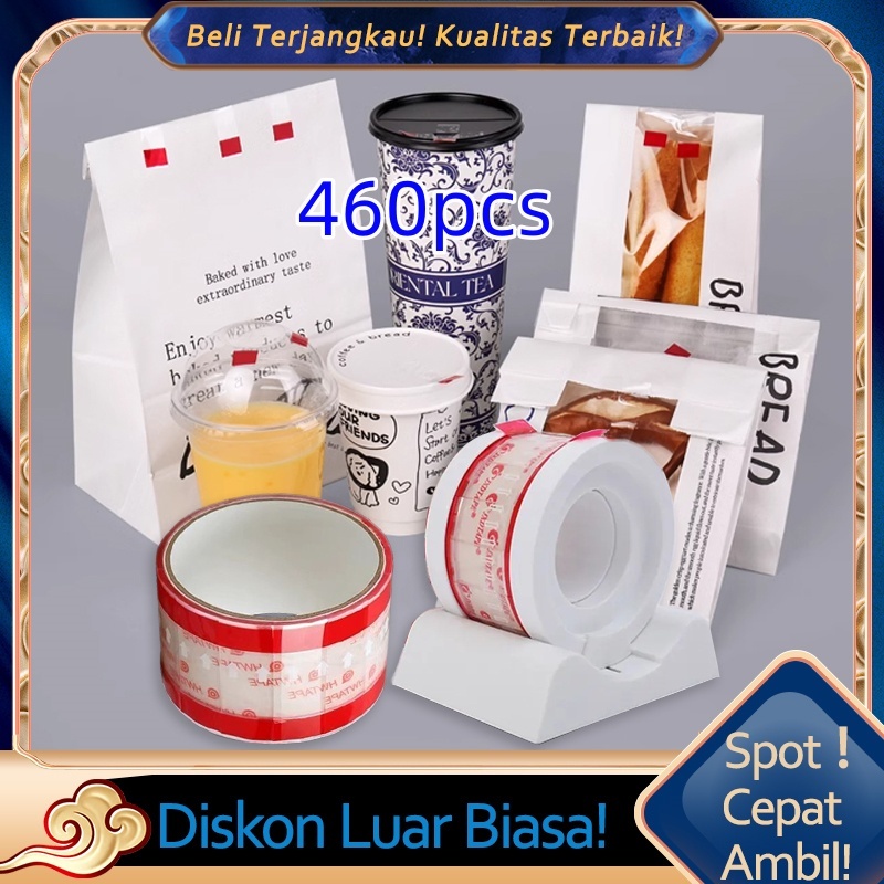 

460PCS 26*55mm Softness Sealing Sticker Tape Drink Stiker Takeaway Kopi Mudah Sobek