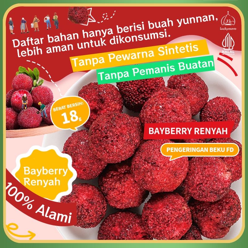

【Luckymore】HALAL Bayberry Renyah 18g- Bayberry Beku Kering yang Asam Manis, Camilan Sehat dan Alami | Bayberry Beku Kering, Camilan Asam Manis, Buah Kering Sehat, Camilan Buah Alami, Tanpa Pengawet.