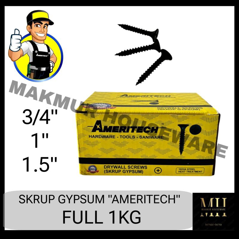 SKRUP GYPSUM AMERITECH 1KG / BAUT SKRUP KAYU AMERITECH 1KG