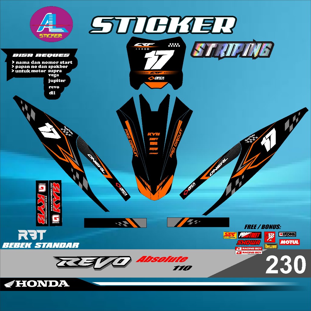 Sticker RBT  STRIPING MOTOR REVO ABSOLUTE 110 SEMI FULL BODY MOTOR RBT BEBEK MODIF SUPERMOTO YZ CRF 