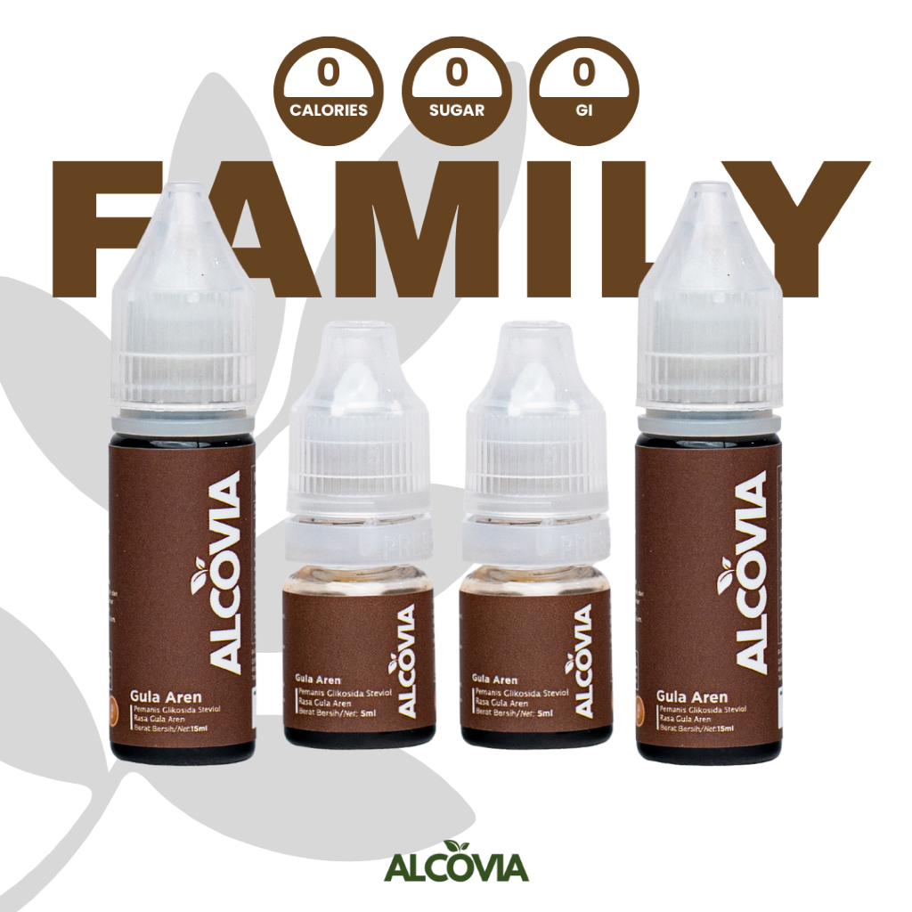 

(FAMILY PACK) Alcovia Stevia Tetes Cair Pemanis Alami Aren - 5ml & 15ml