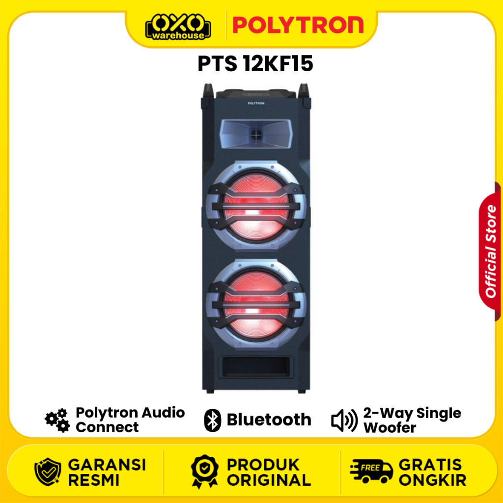 Polytron Speaker Aktif Portable PTS-12KF15 Speaker Serbaguna DUAL POWER & Wireless Mic Garansi Resmi