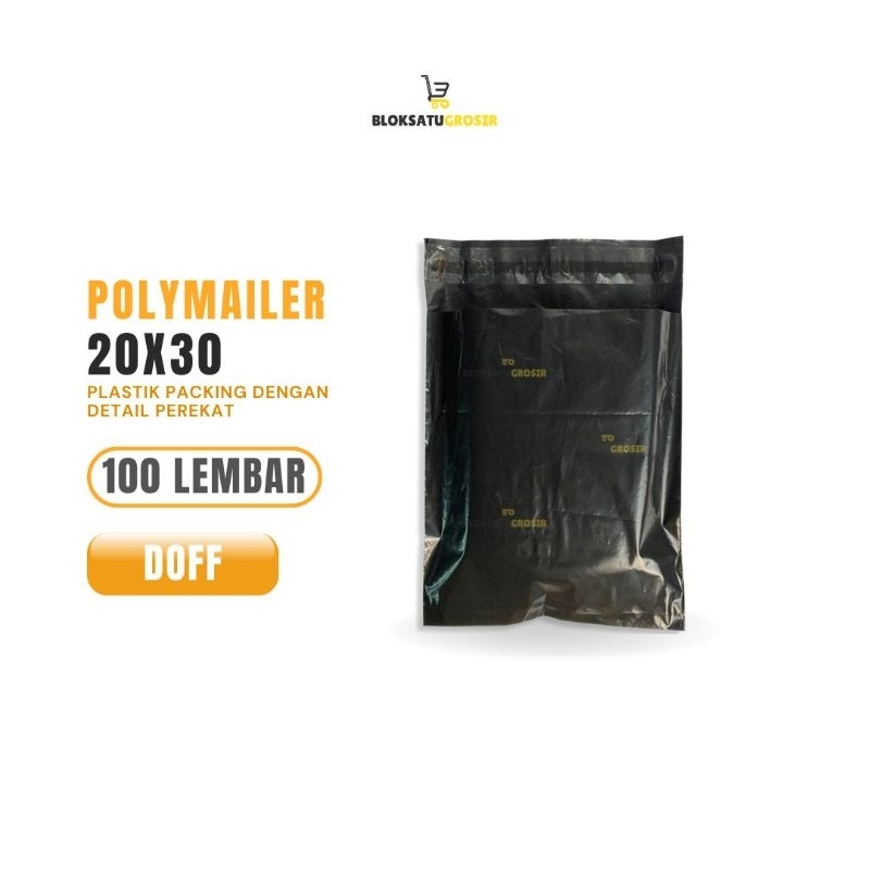 

Polymailer Hitam Import Lem/Seal 20x30 cm isi 100 lembar Semi Glossy Doff Packing Kurir Termurah