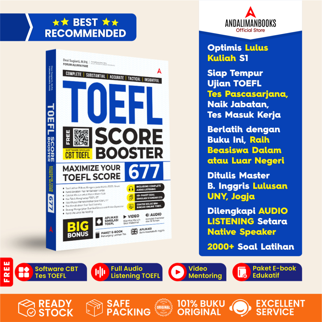 BUKU TES TOEFL BEST SELLER - TOEFL SCORE BOOSTER 677