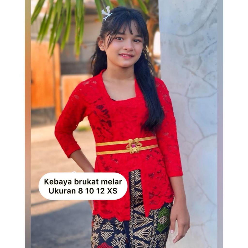 RB Oneset Kebaya Anak Bali Setelan Kebaya Anak Perempuan Brokat Polos Halus Tidak Gatal 1 Set Kebaya