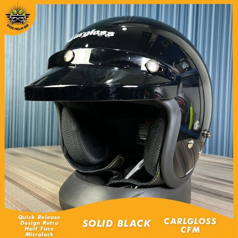 Helm Cargloss CFM retro Original Hitam Glossy