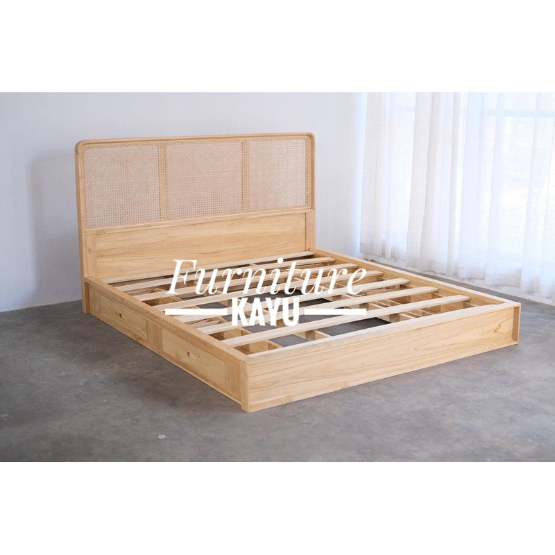 dipan tempat tidur minimalis kayu jati, dipan tempat tidur laci kayu jati, ranjang tempat tidur kayu