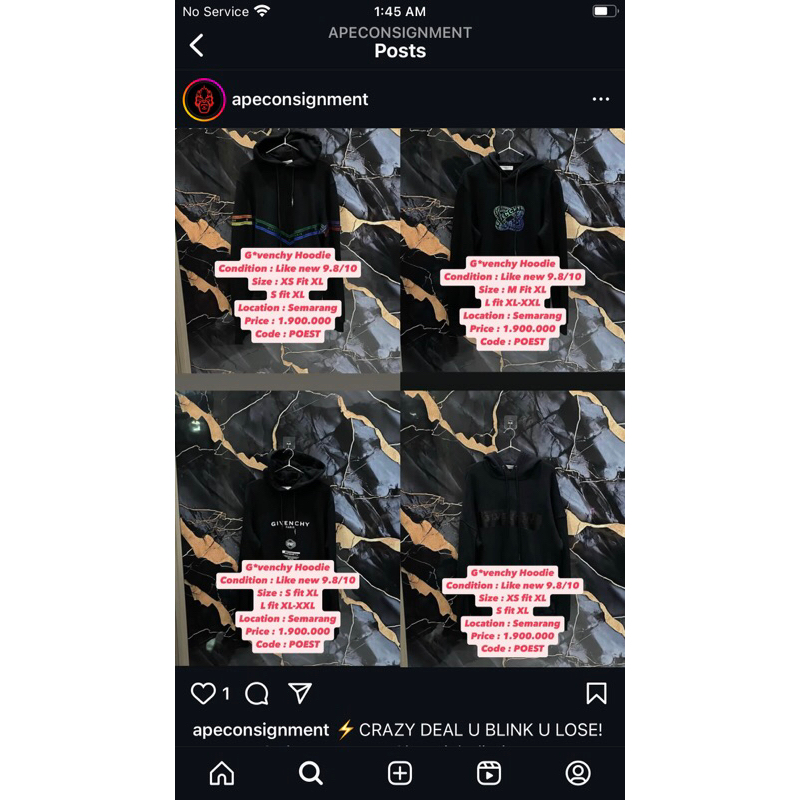 Givenchy hoodie like new