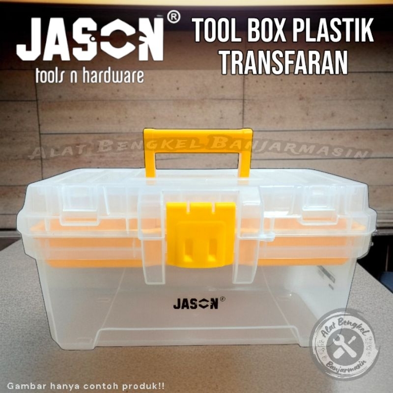 TOOL BOX PLASTIK TRANSFARAN "JASON" VARIAN SIZE ||ALAT PENYIMPANAN PERKAKAS KERJA / KUNCI