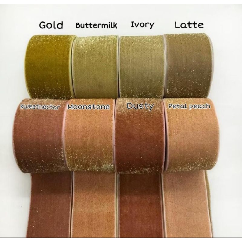 

1 YARD - 3.8 CM PITA BLUDRU GLITER HALUS| VELVET GLITER GOLD (1 1/2")