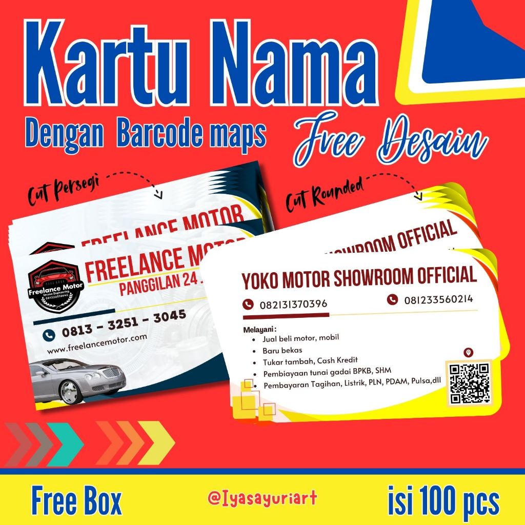 

INSTANS COD Kartu Nama Custom BERKUALITAS - Free Design & BOX 1 sisi 2 sisi