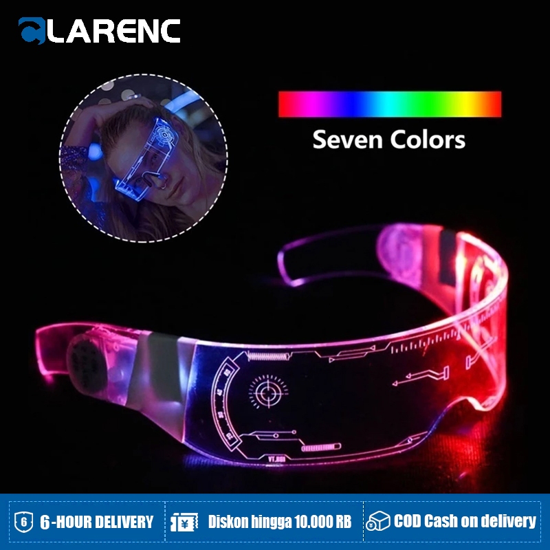 Kaca Mata LED Party / Cyber LED Glasses 7 Warna Kacamata Lampu LED DJ