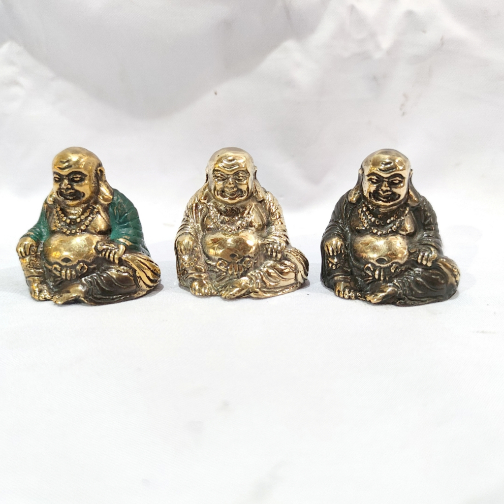 patung buddha budha buda smile brass bahan kuningan 5cm mini
