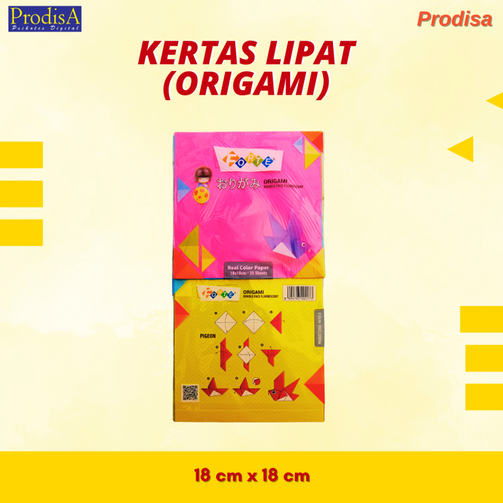 

KERTAS LIPAT (ORIGAMI) UKURAN 10 CMX10 CM, 12 CMX12 CM, 14 CMX14 CM, 16 CMX16 CM, 18 CMX18 CM, 20 CMX20 CM Kertas origami dapat digunakan untuk berbagai keperluan, seperti media pembelajaran, kegiatan seni, dan dekorasi. Tujuan teknik melipat origami adal