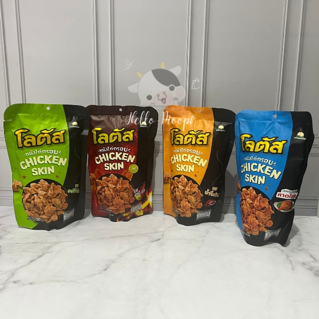 

Lotus Chicken Skin Original 30 gram / Hot Spicy 30 gram / Hat Yai Style 30 gram / Sweet Chili Sauce 30 gram / Snack Thailand / Kulit Ayam Thailand
