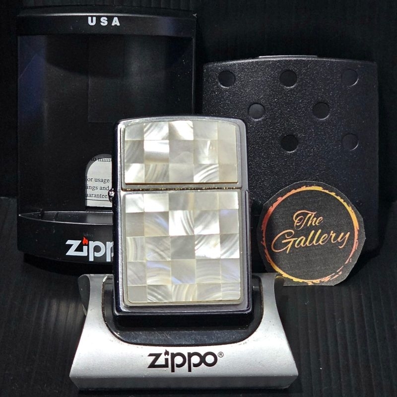 ⭐️⭐️⭐️⭐️⭐️ ORIGINAL ZIPPO SHELL INLAY MOTHER OF PEARL TAHUN 1998 / XIV VERY RARE NOS