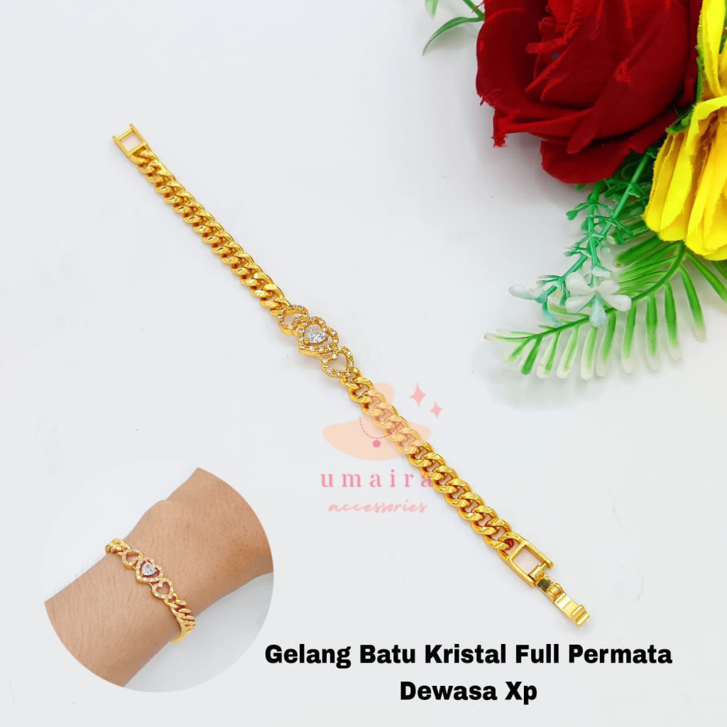 Gelang Rantai Permata Wanita - Gelang Rantai Wanita Lapis Emas - Gelang Rantai Permata