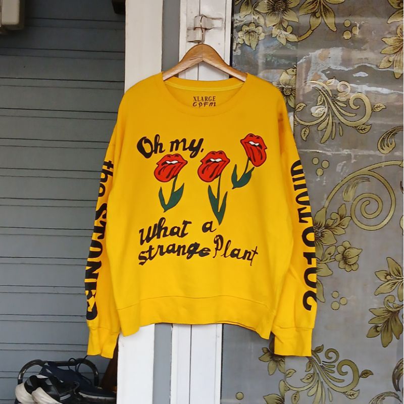 Rolling Stones x Cactus Plant Flea Market CPFM USA 19 Tour Crewneck Yellow Large