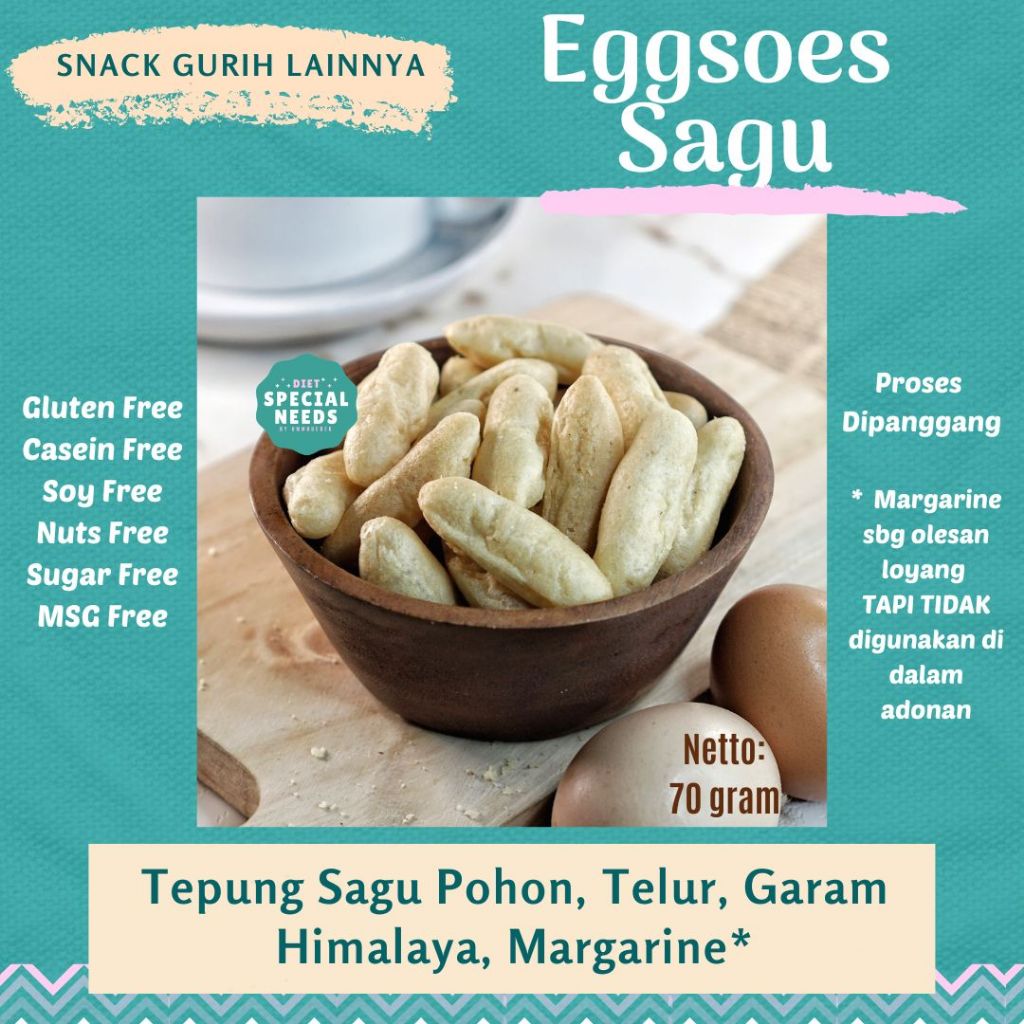 

Eggsoes Sagu / Eggsoes Seledri - Gluten Free, Sugar Free, Casein Free, MSG Free - Diet Special Needs